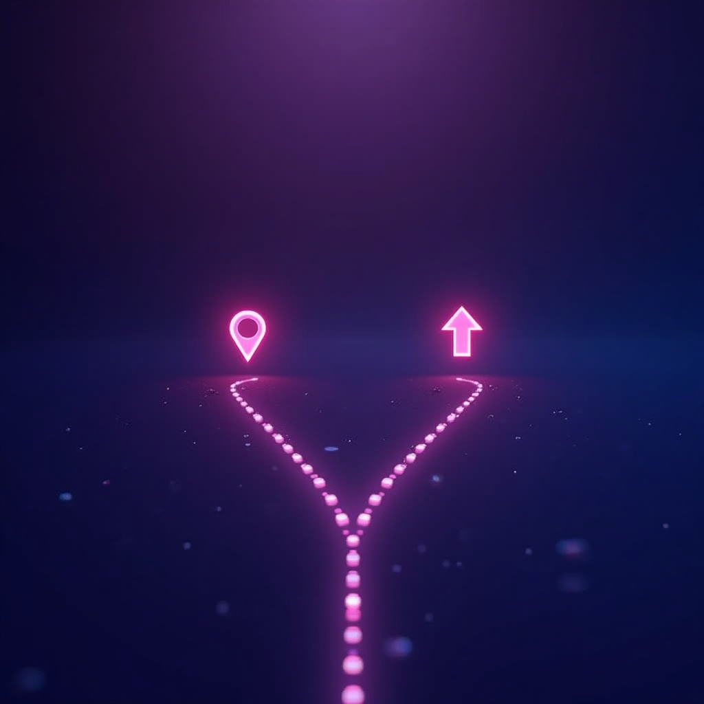 Abstract visualization of discovery versus direct search paths for a local business